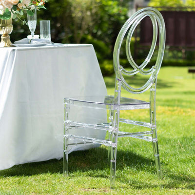 Acrylic Stackable Ghost Chair in Phoenix Chiavari style Transparent Resin with Oval Back Clear - Sleek Armless Design