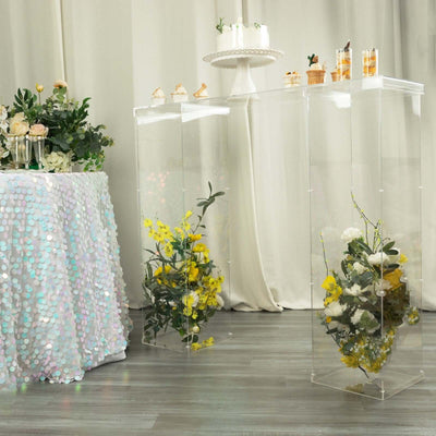 Acrylic Table Top Bridge Connector Rectangular Plate 46’’x12’’ Clear - Durable Design for Pedestal Stands - Centerpieces