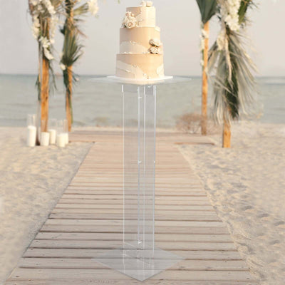 Acrylic Wedding Aisle Display Stand Flower Pedestal with Square Bases Clear - Durable 10mm Thick Centerpiece for Events