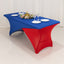 Stretch Spandex 72"x30" Rectangle Table Cover Royal Blue/Red Cross Over Design - Two-Piece Fitted Tablecloth with Elastic Foot Pockets