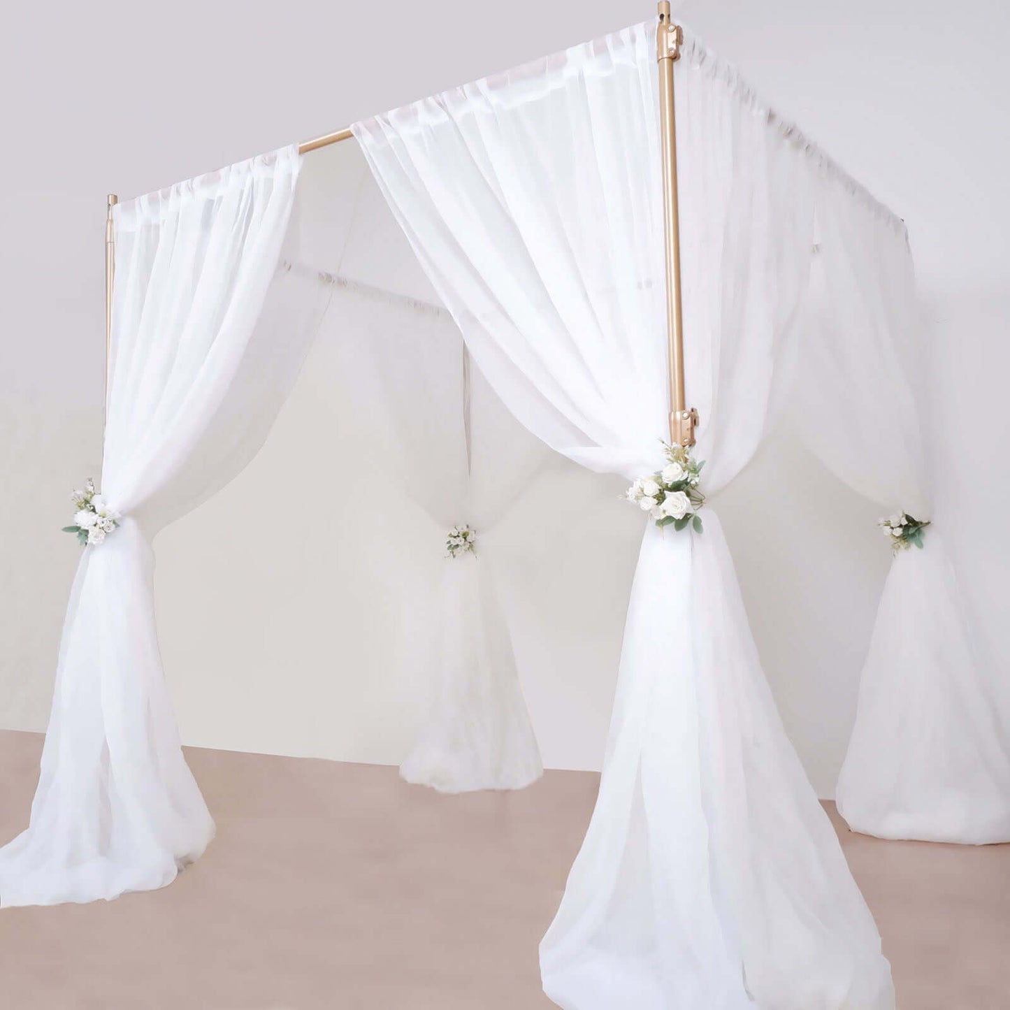 10ft 4-Post Gold Metal DIY Photography Backdrop Stand, Wedding Arch Canopy Tent