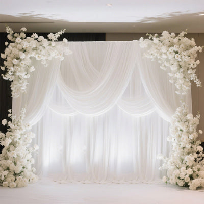 Adjustable Pipe and Drape Backdrop Stand with Double Cross Bars Silver Aluminum Frame Support System 12ft x 12ft