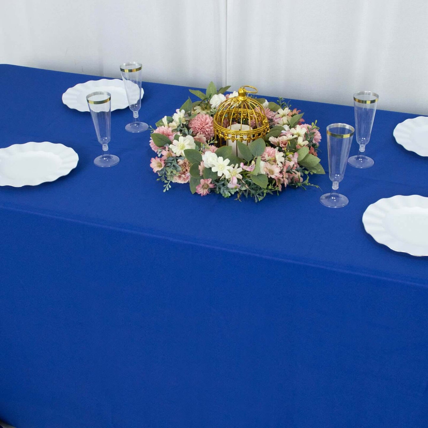 Premium Polyester 90"x132" Rectangle Tablecloth Royal Blue - Seamless 220GSM Stain-Resistant Table Cover