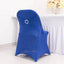 Stretch Spandex Chair Cover Royal Blue for Folding Chairs - Secure Fit Slipcover with Silver Rhinestone Buckled Sash Band