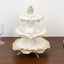 2-Pack 3-Tier Cupcake Display Stands with Vintage Floral Pattern, White Gold Round Cardboard Dessert Towers - 15"