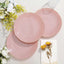 10-Pack Plastic 8" Round Dessert Plates in Dusty Rose with Gold Rim - Glossy Disposable Appetizer Salad Plates
