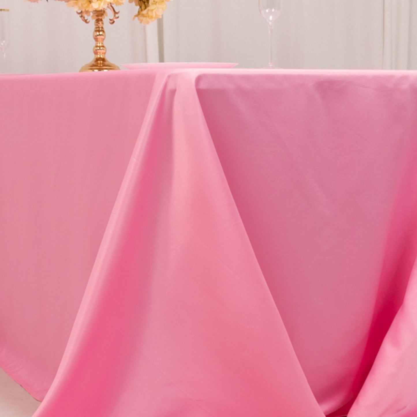 Lamour Satin 90"x132" Rectangle Tablecloth Pink - Soft & Silk-Like Seamless Table Cover
