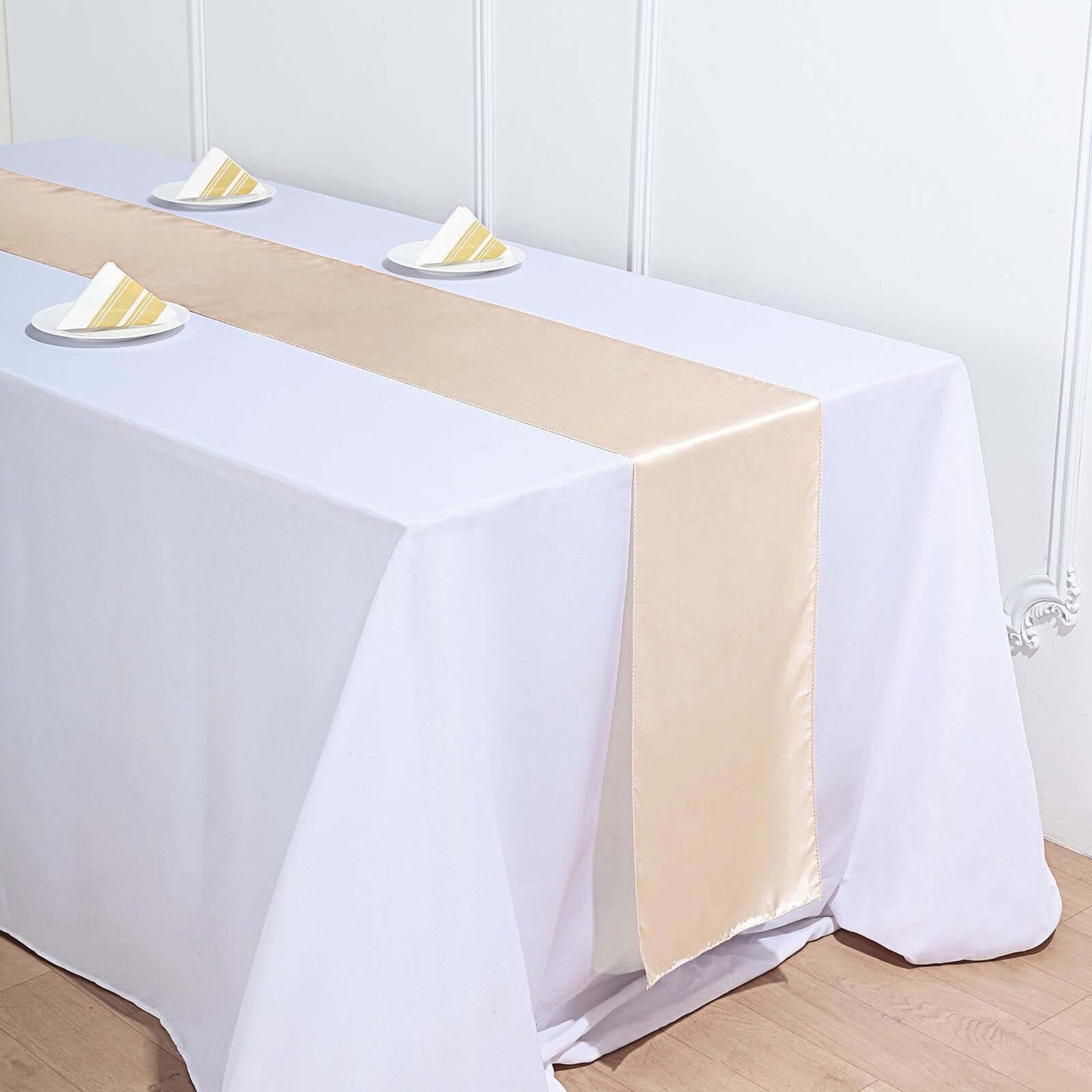 Satin 12"x108" Table Runner Beige - Stylish Table Linen