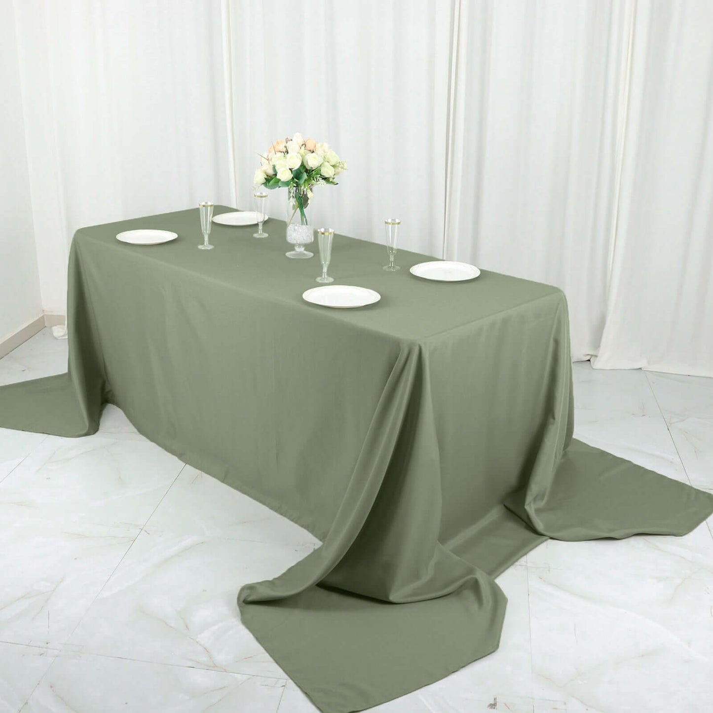 Polyester 90"x156" Rectangle Tablecloth Dusty Sage Green - Seamless Wrinkle-Resistant Table Cover