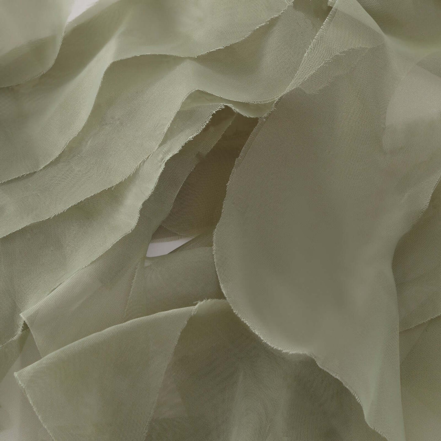 1 Set Chiffon Hoods Chair Sashes with Willow Ruffles Design Dusty Sage Green - Stylish Chair Bow Decor