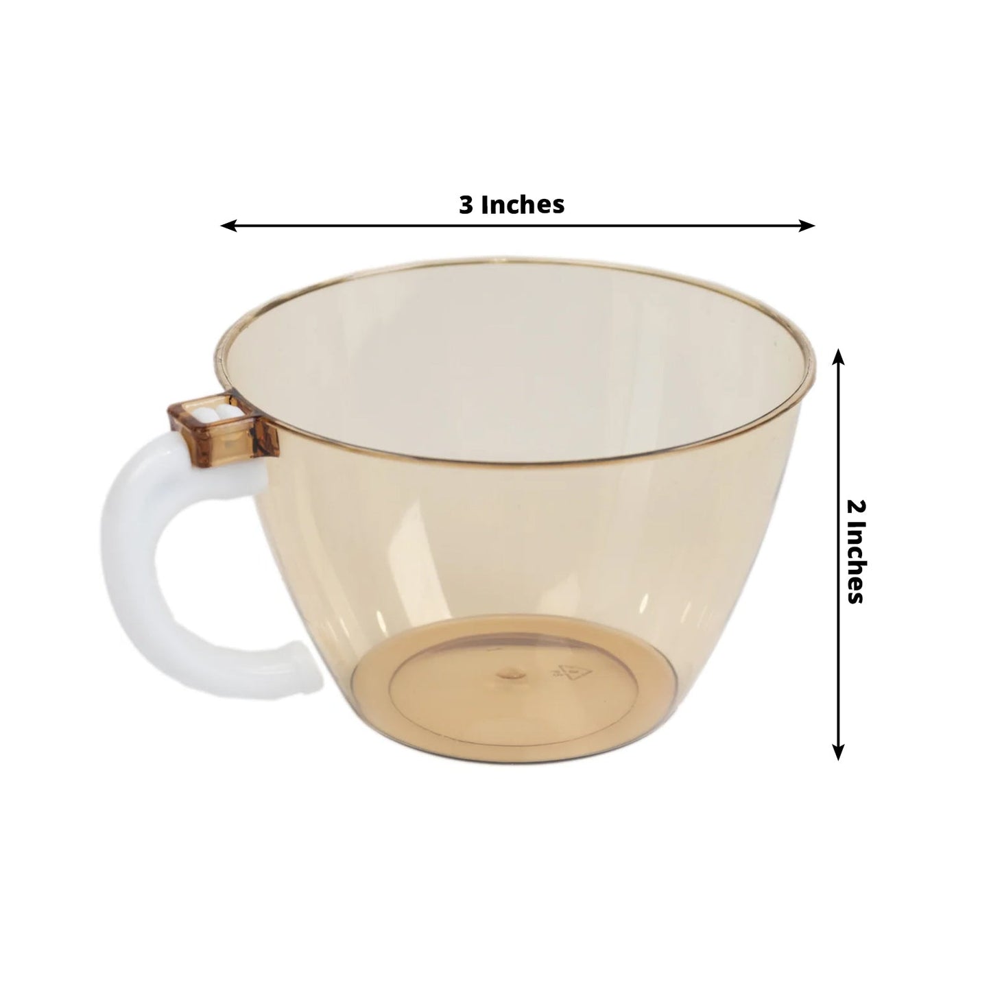 25-Pack Disposable Plastic Coffee Cups with Handles - 6oz Amber Gold Hard Tea Mugs for Hot Beverages