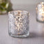 6-Pack Mercury Glass Candle Holders Shiny Silver with Geometric Design - Votive Tealight Holders 3"