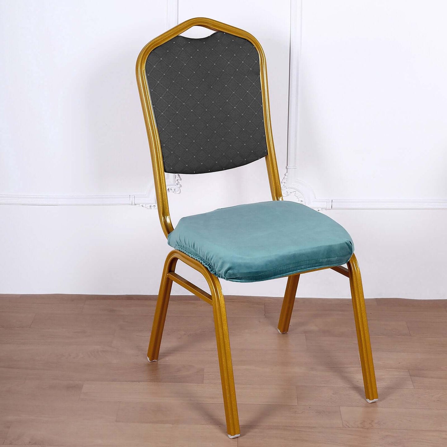 Velvet Chair Cushion Protector Stretch with Tie for Dining Chairs Teal - Durable Cover for Formal Gatherings