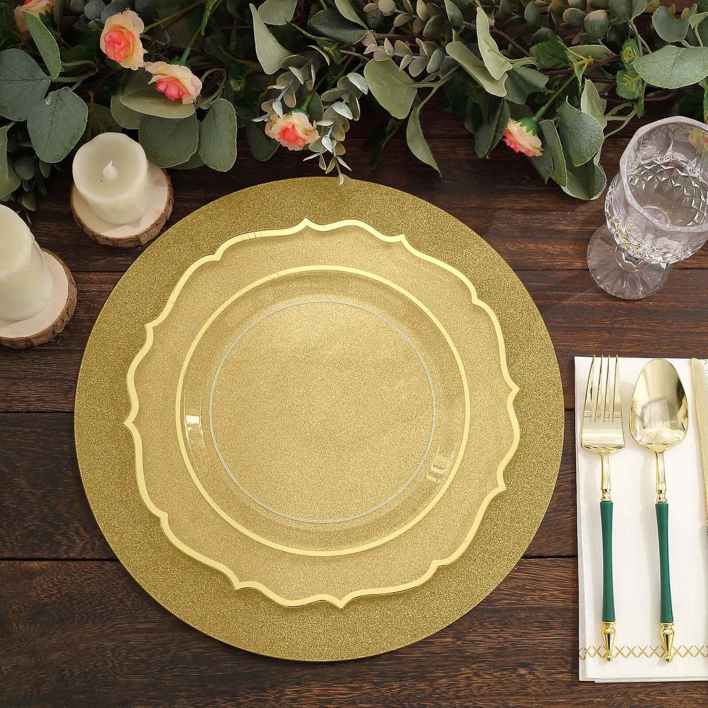 20-Pack Disposable Table Placemats in Gold Glitter - 210GSM Paper Placemats for Classy Events 13"