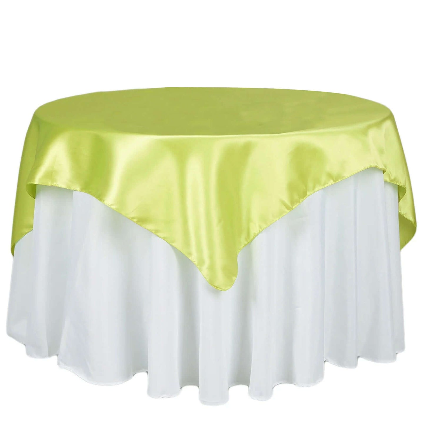 Satin 72"x72" Table Overlay Square Tablecloth Apple Green - Smooth Finish Table Cover