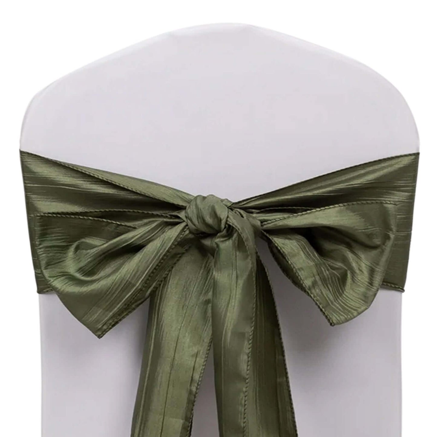 5 Pack Taffeta 6"x106" Chair Sashes Dusty Sage Green Accordion Crinkle Texture - Stylish Decor for Weddings & Gatherings