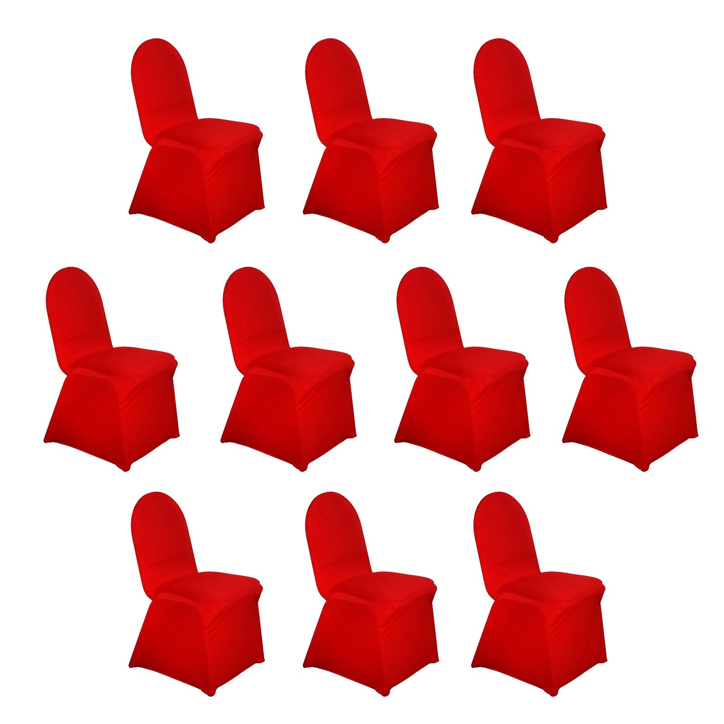 10 Pack Spandex Chair Covers for Banquet Chairs Red - Durable Reusable Stretch Slip-On Covers