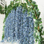 42" Silk Hanging Wisteria Flower Garland Vines in Dusty Blue, Elaborated 5 Full Strands in 1 Bush