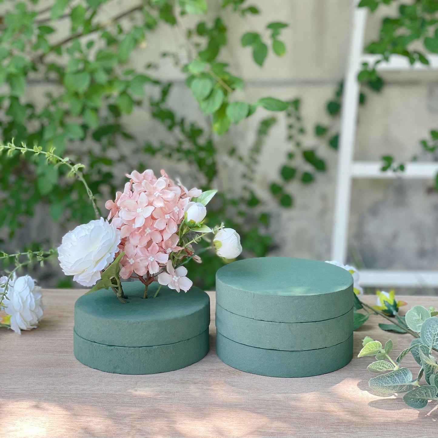 6 Pack Green Large Floral Foam Blocks for Artificial Flowers, 6" Round Wet Styrofoam Bricks Artificial Flower Arrangement Craft Supplies
