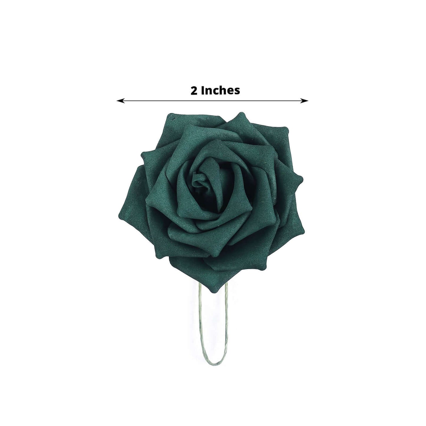 24 Roses 2" Hunter Emerald Green Artificial Foam Flowers With Stem Wire and Leaves