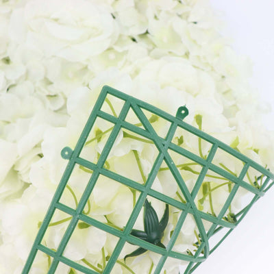 11 Sq ft. Cream 3D Silk Rose and Hydrangea Flower Wall Mat Backdrop - 4 Artificial Panels