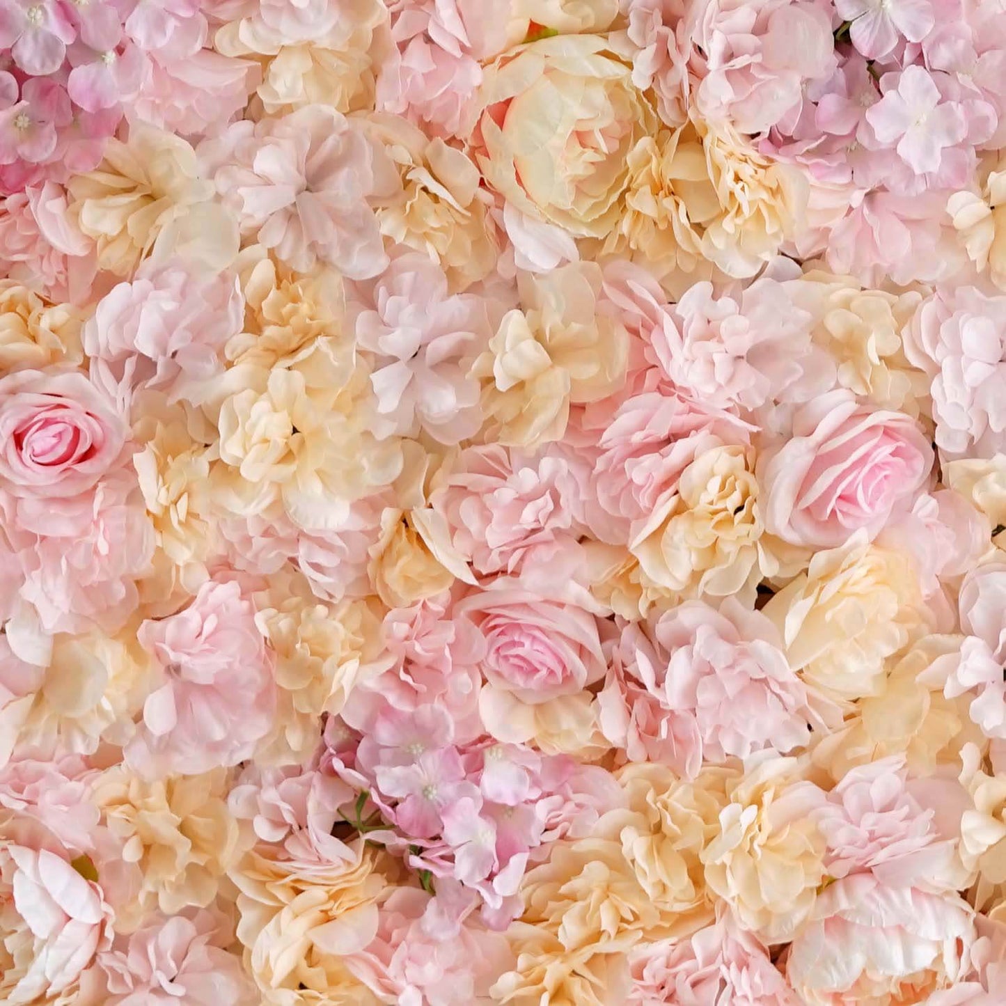 13 Sq ft. Pink Champagne UV Protected Assorted Flower Wall Mat Backdrop - 4 Artificial Panels
