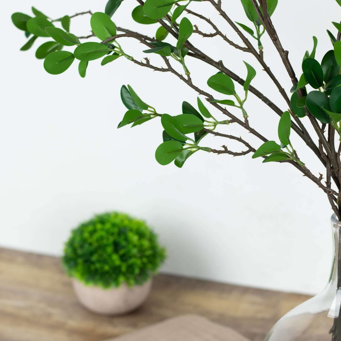 3 Pack 43" Artificial Green Petal Branches Leaf Spray, Faux Leaf Branches