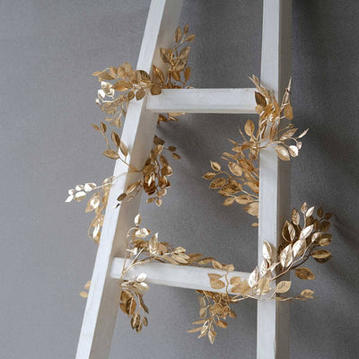 Artificial Magnolia Leaf Table Garland Metallic Gold - Decorative DIY Craft Hanging Vine Wreath 6ft - Decorations