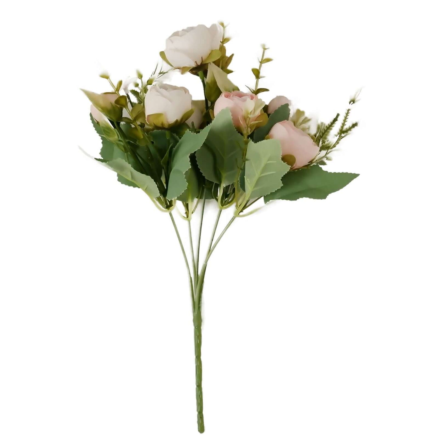 4 Pack 12" Artificial Blush Ranunculus Silk Flower Bridal Bouquets, Faux Buttercup Floral Arrangement