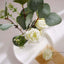 15" Ivory Artificial Silk Rose and Eucalyptus Flower Bouquet Arrangement