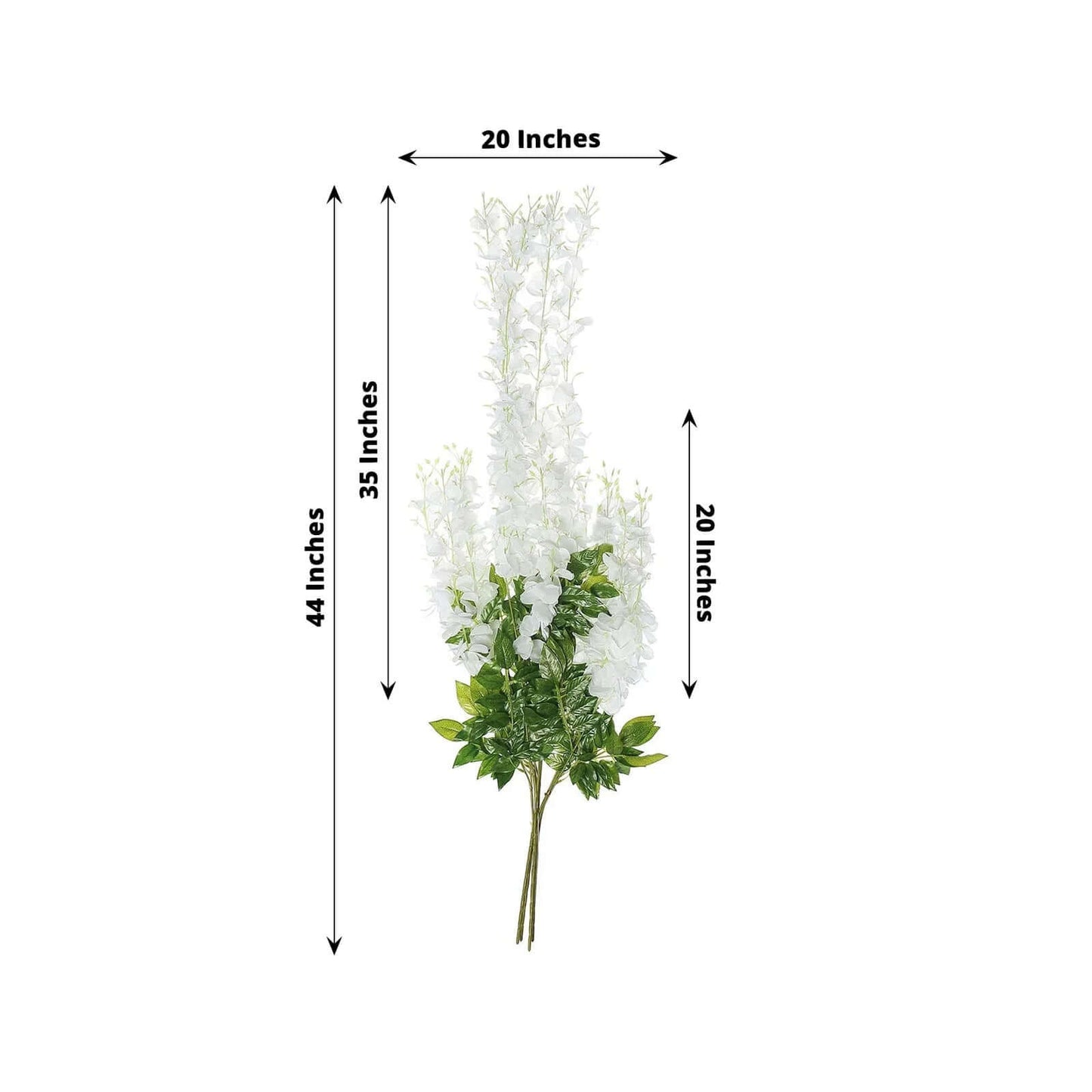 5 Pack 44" Silk Hanging Wisteria Flower Garland Vines in White, 3 Strands in 1 Bush