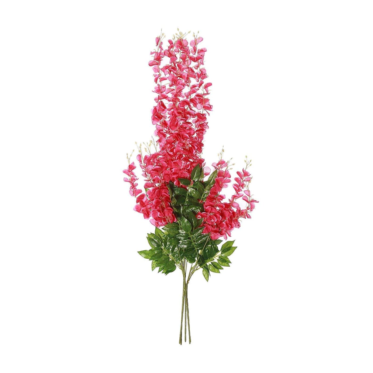 5 Pack 44" Silk Hanging Wisteria Flower Garland Vines in Fuchsia, 3 Strands in 1 Bush