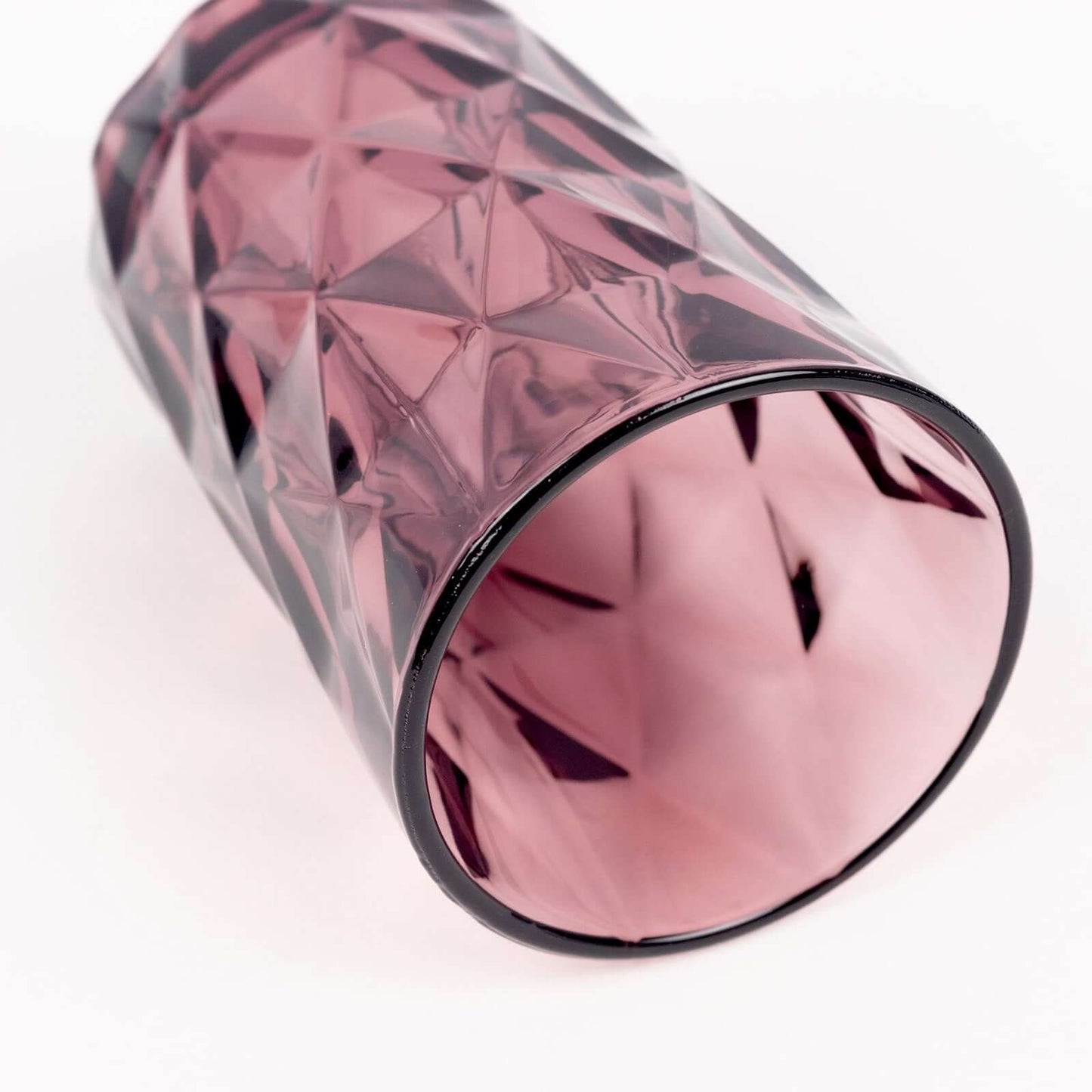 6-Pack Whiskey Glasses Dusty Rose Textured Crystal Cut Design with Heavy Base - Highball Tumblers for Parties & Events 12oz 5"