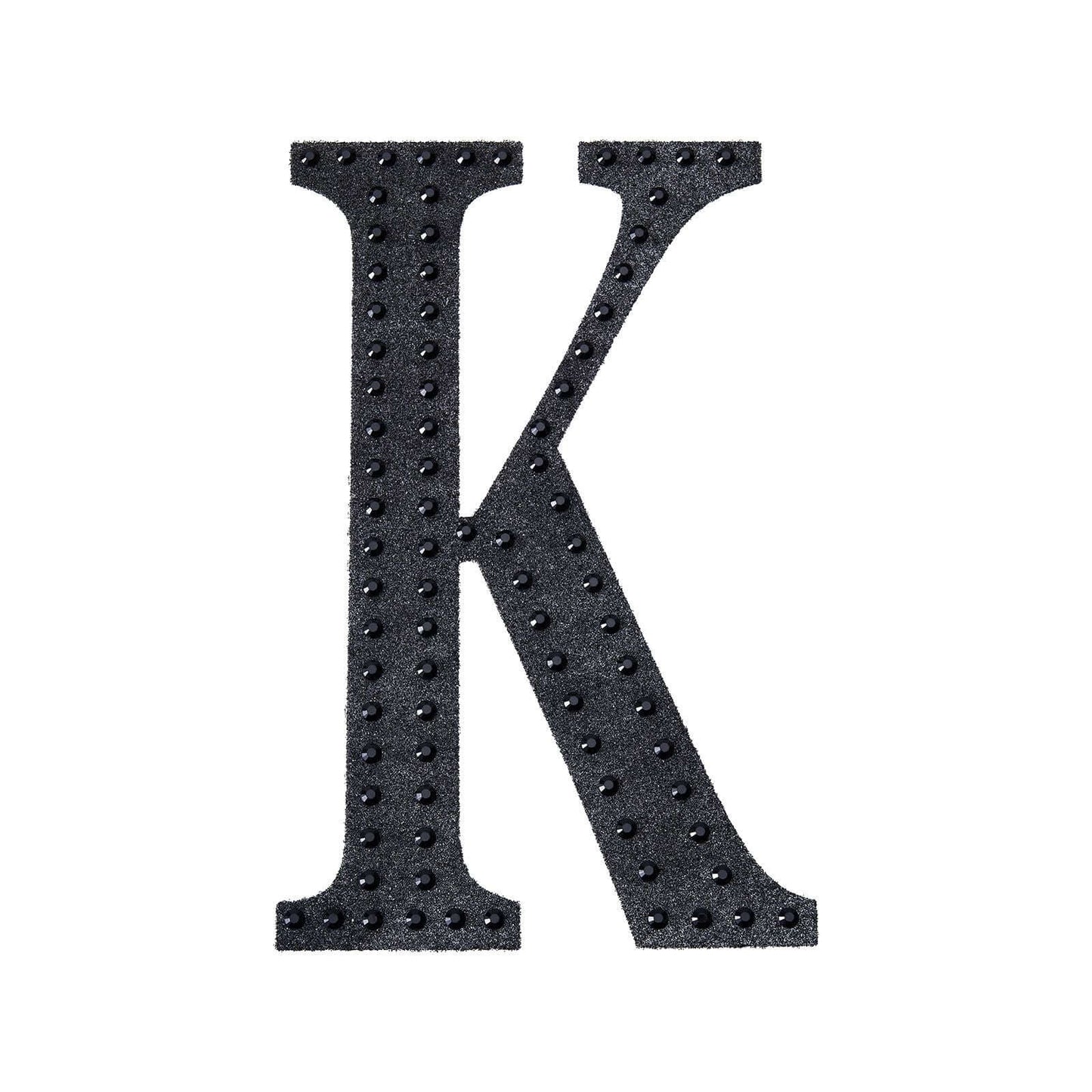 Decorative Rhinestone Alphabet "K" Letter Stickers, Glitter Adhesive Craft Letters Black DIY Sparkle Embellishments 4"
