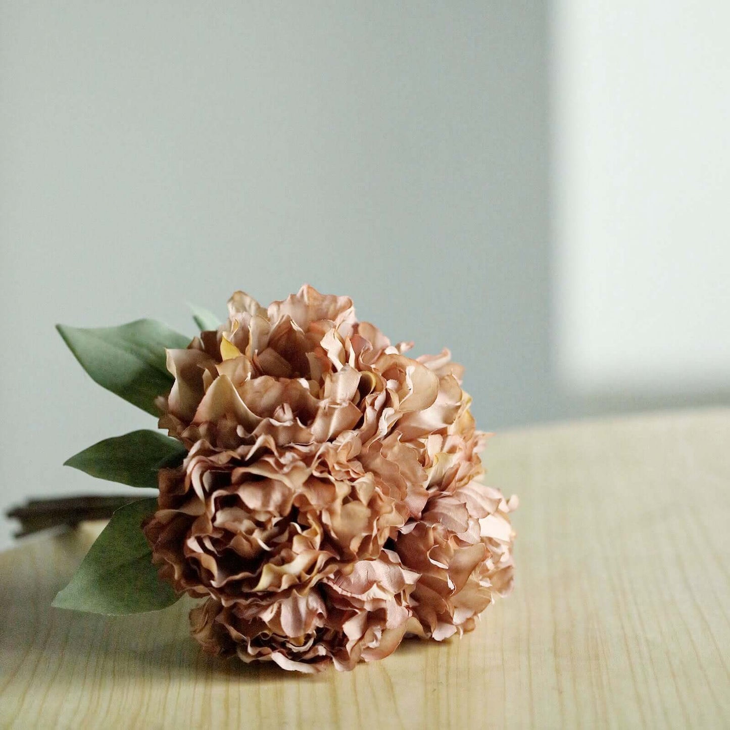 11" Dusty Rose Real Touch Artificial Silk Peonies Flower Bouquet