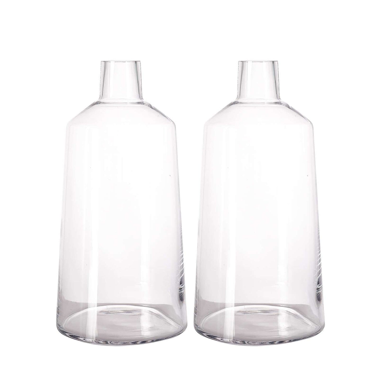 2-Pack Glass Bud Vases Tapered Neck Design Clear - Stylish Floral Table Centerpieces 12"