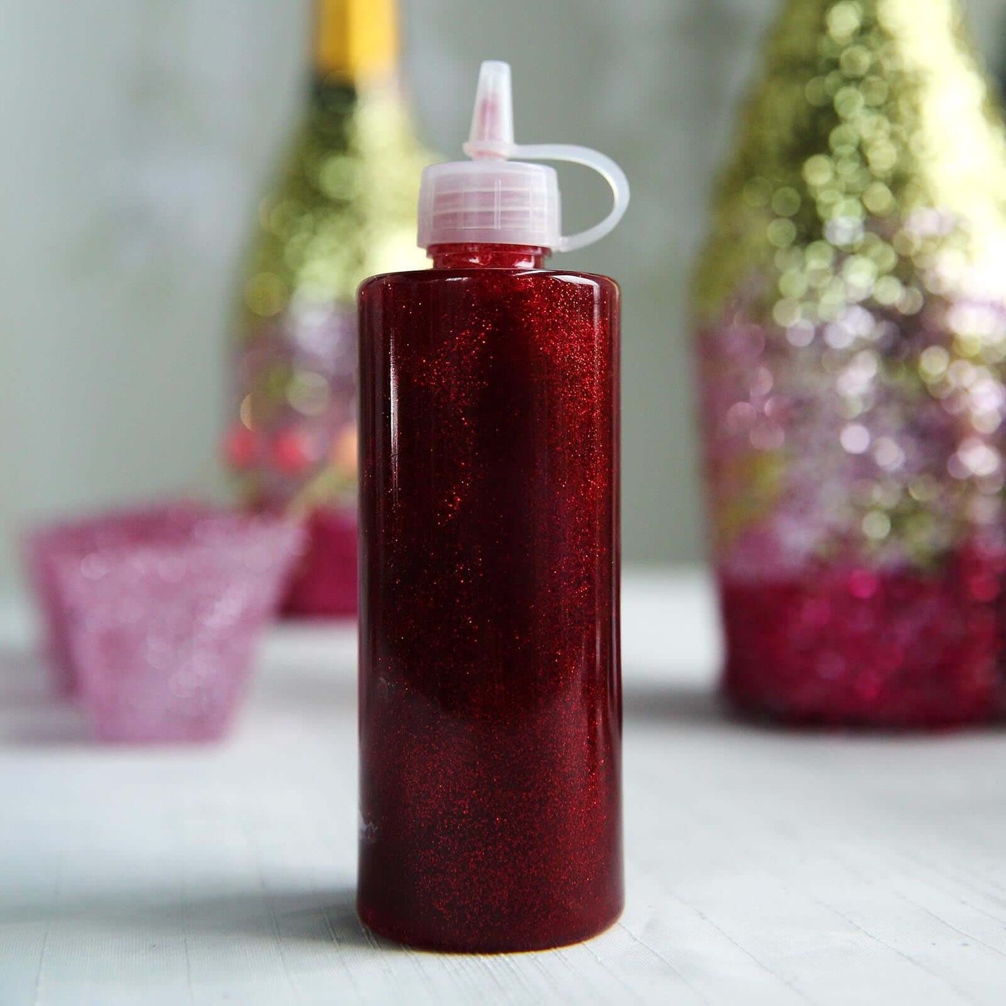 Metallic Glitter Glue Burgundy - Washable Nontoxic Art Glue for Fun DIY Projects Scrapbooking & Party Decor 4 oz Bottle