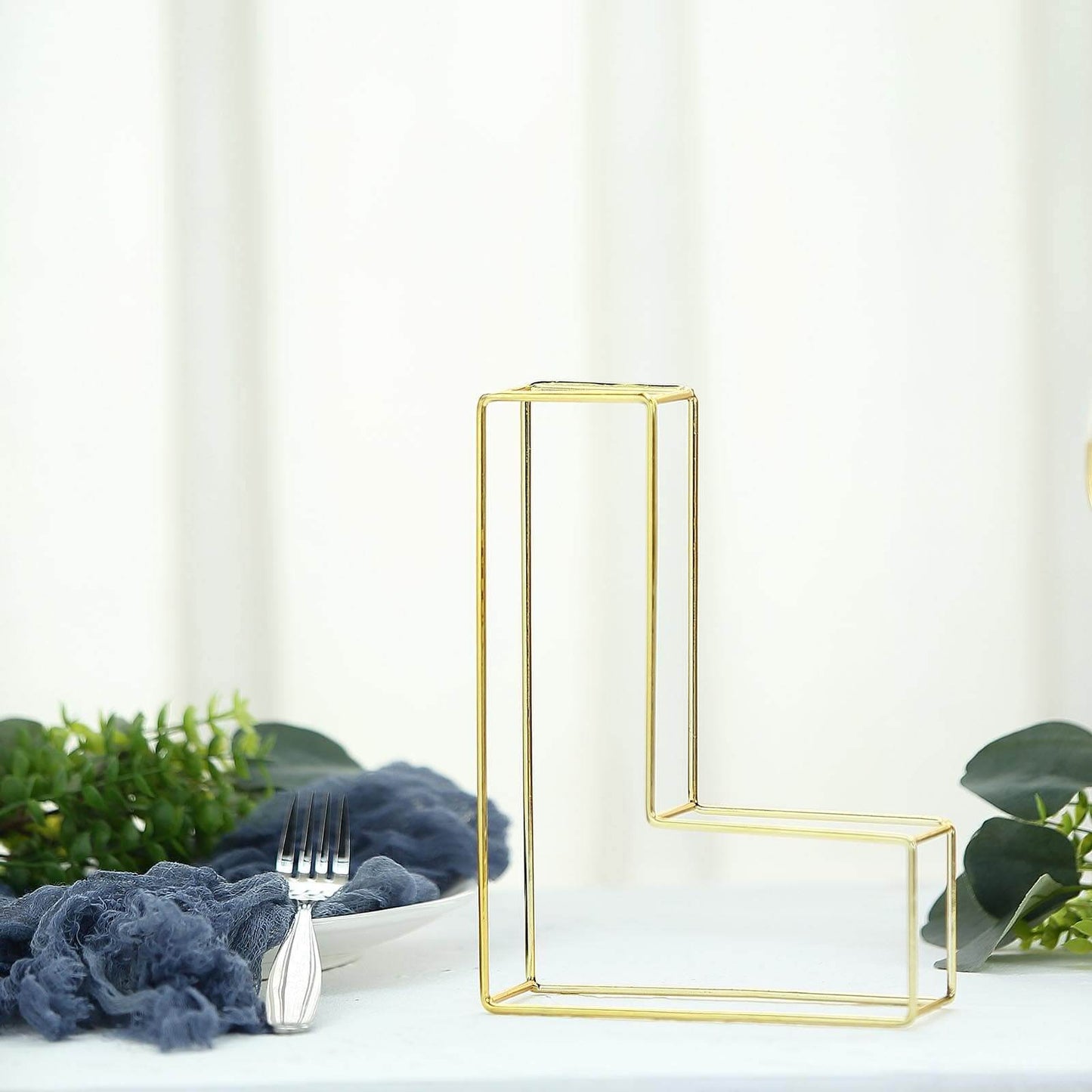 8" Tall Gold Freestanding 3D Decorative Wire Letter, Wedding Centerpiece - L