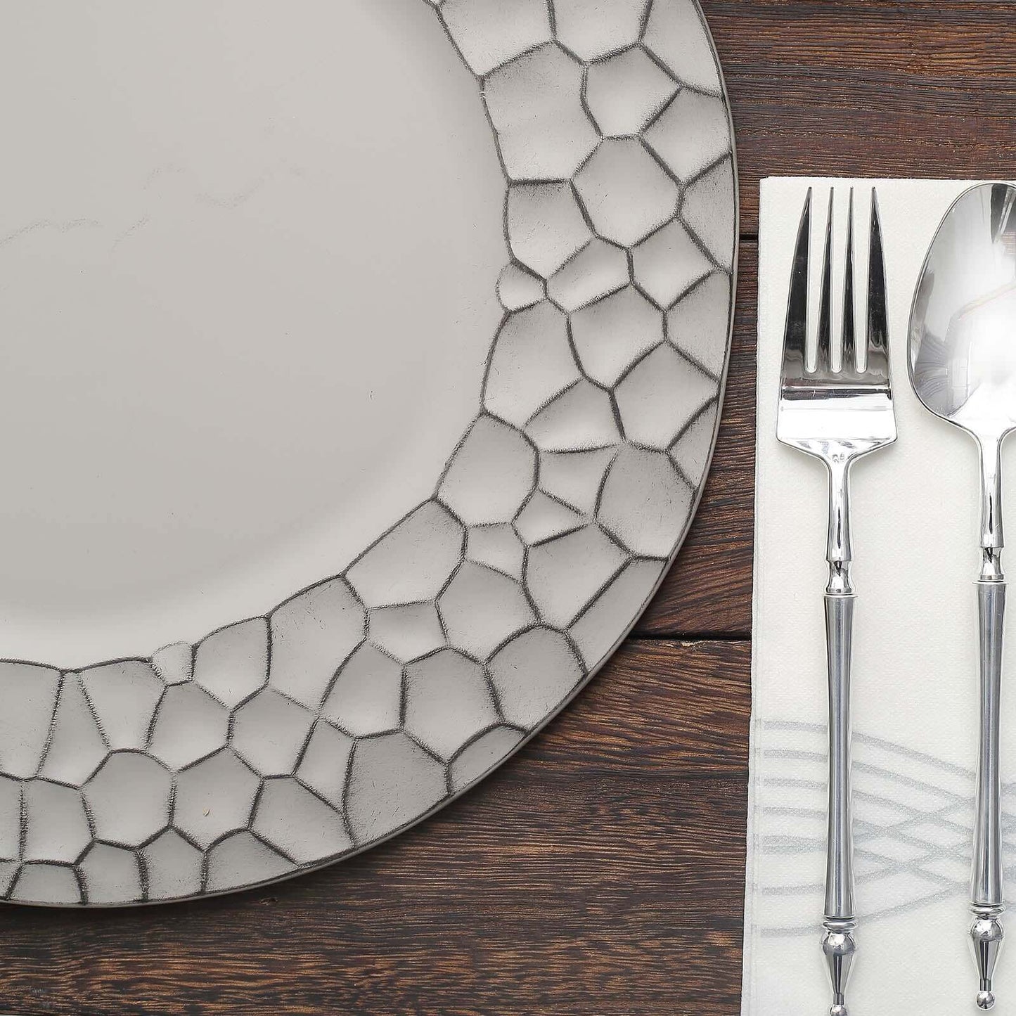 6-Pack Round Charger Plates 13" in Gray with Hammered Rim, Matte Finish Modern Dinner Charger Tableware
