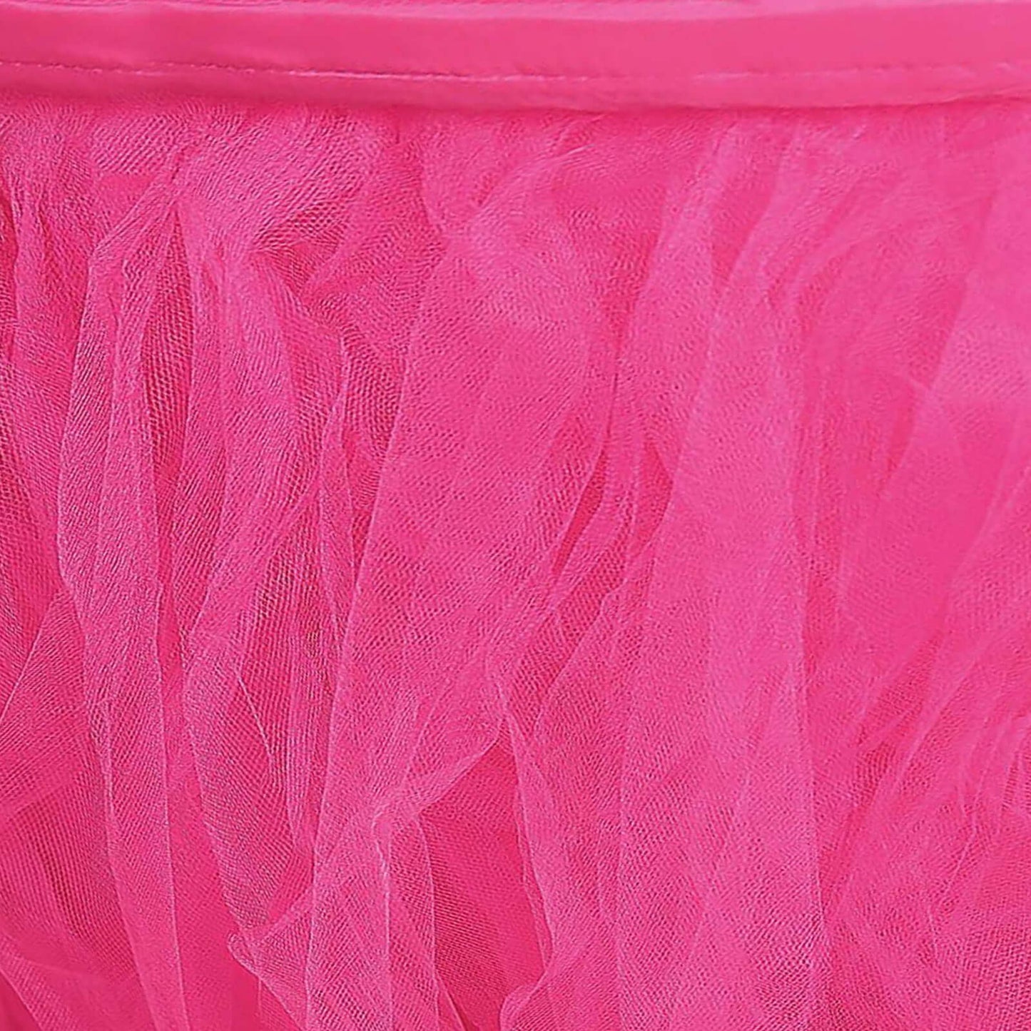 Tulle 14ft Table Skirt Fuchsia - 4 Layer Pleated Tutu Table Cover