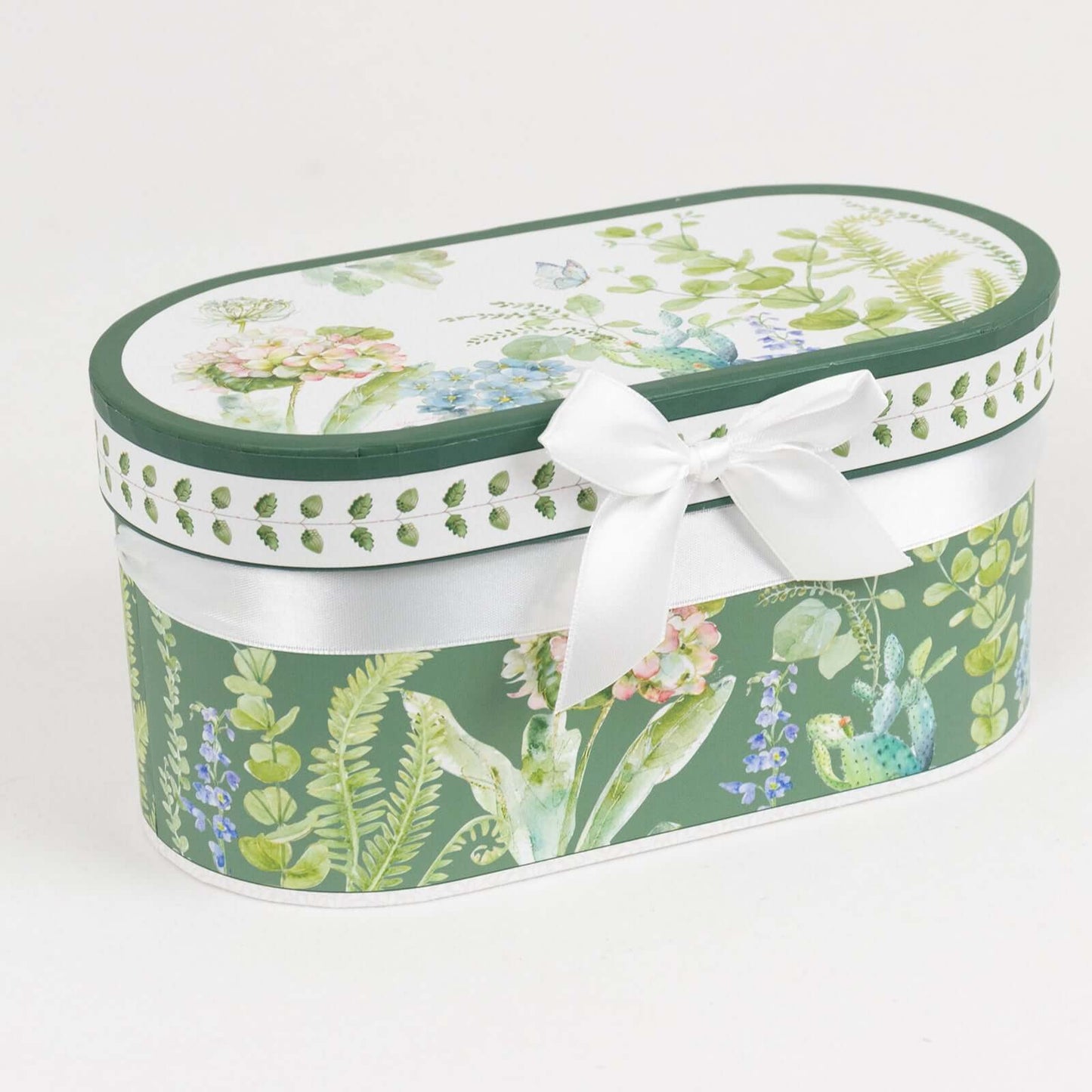 Greenery Theme Bridal Shower Gift Set, 2 Pack Porcelain Tea Cups With Matching Keepsake Gift Box and Satin Ribbon Handle