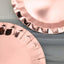 25-Pack Paper 9" Round Dinner Plates in Metallic Rose Gold with Geometric Prism Rim - Disposable 400GSM Party Plates
