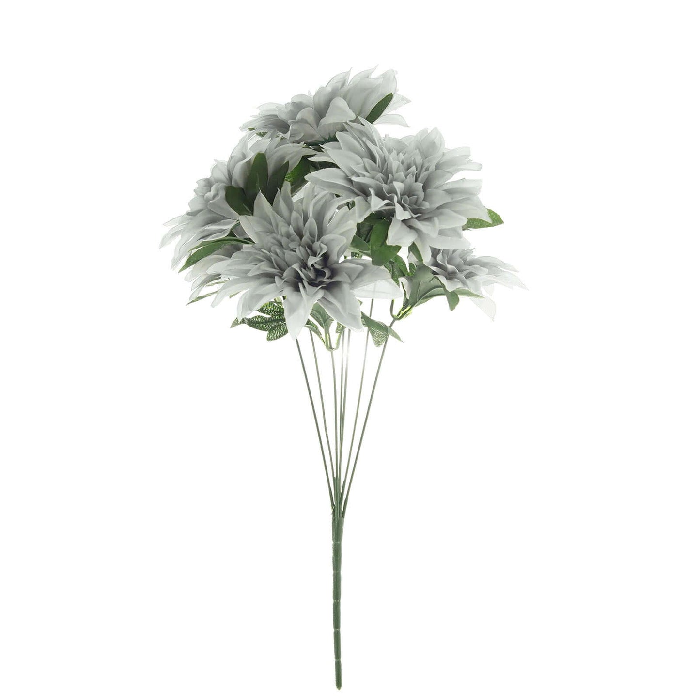 2 Bouquets 20" Silver Artificial Silk Dahlia Flower Spray Bushes