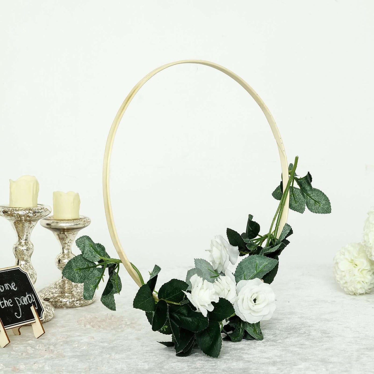 Set of 5 Natural Wooden Rings for Crafts, Floral Hoop Wreath