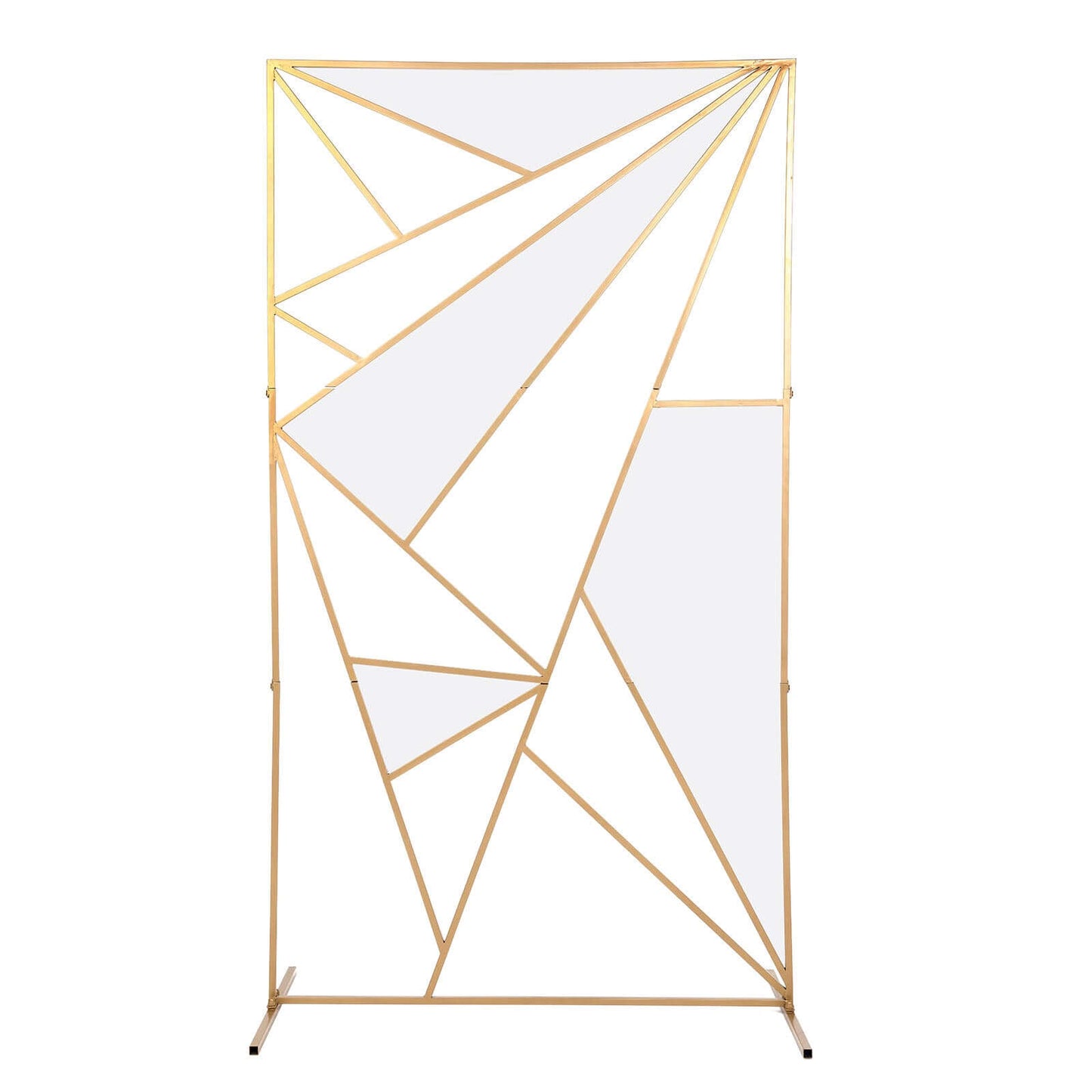 6ft Tall Gold Metal Rectangular Geometric Flower Frame Prop Stand, Wedding Backdrop Floor Stand With Cloudy Film Insert