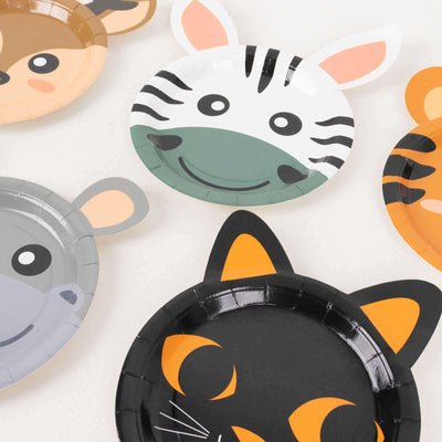 Set of 25 Paper 7" Round Plates Assorted Animal Print - Appetizer Dessert Party Plates for Themed Events