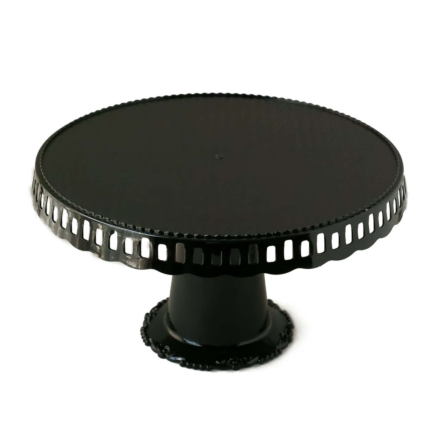 4-Pack Plastic Round Pedestal Cake Stands Black for Dessert Presentation 13"