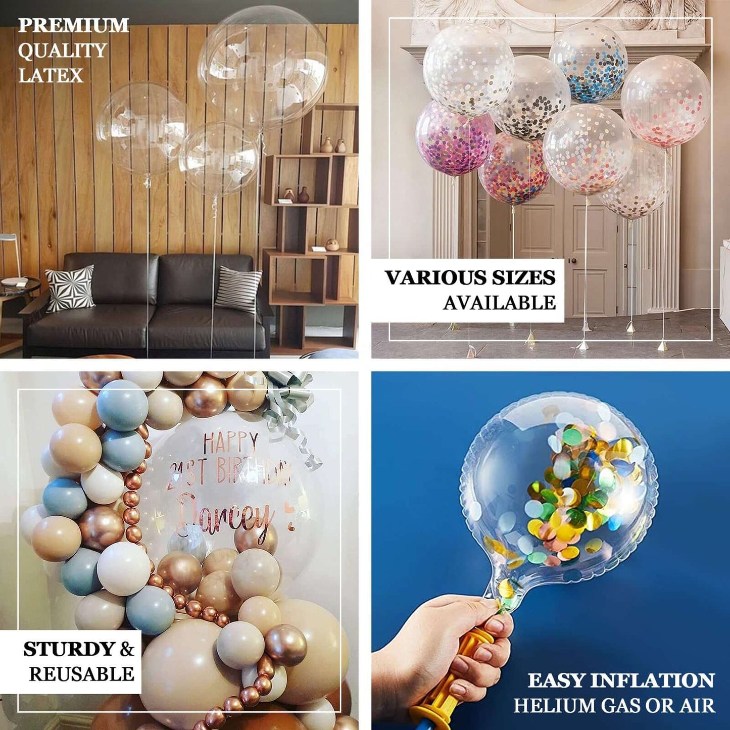 24" Clear Fully Transparent Durable PVC Helium or Air Bubble Balloon