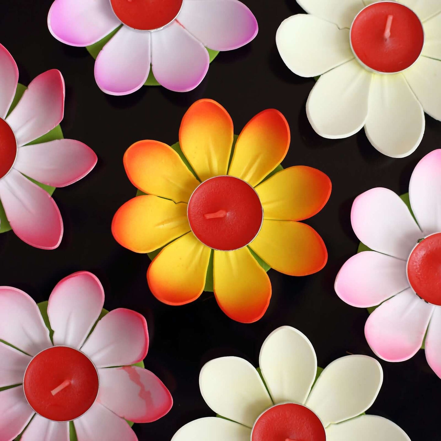 10-Pack Floating Candle Lights Water Lily Lotus Flower Design Colorful - Assorted Tealight Lanterns 5"