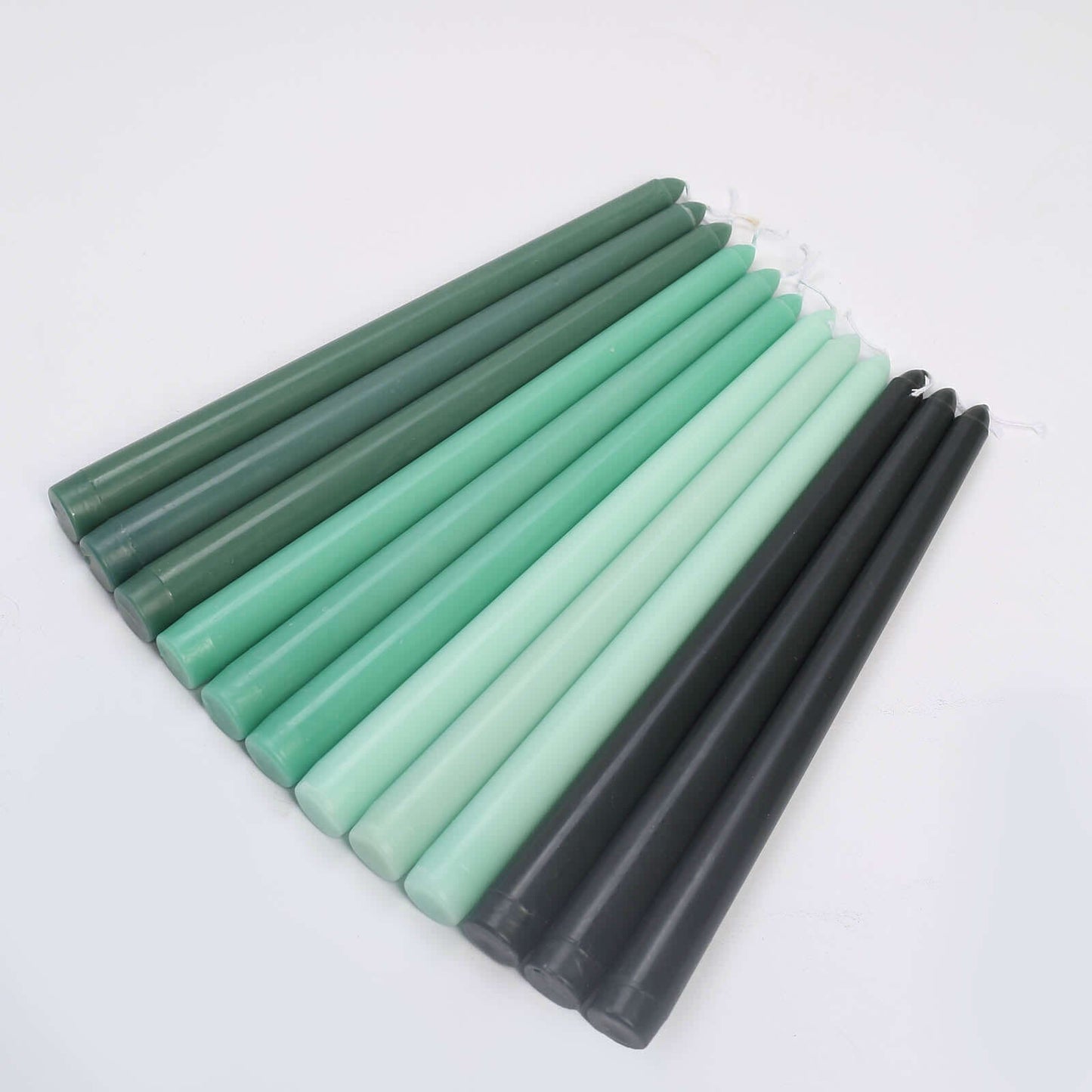 12-Pack Taper Candles Premium Wax Design Mixed Green - Unscented Candles for Sophisticated Decor 10"